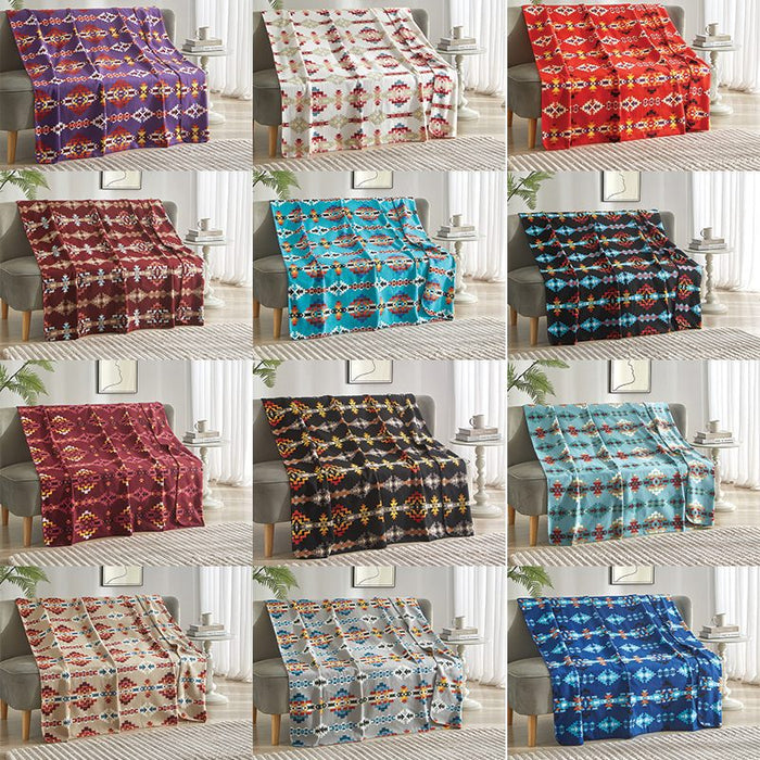 Nu Trendz | Solstice Pattern Polar Fleece Blanket-Assorted Box of 24 [0138]