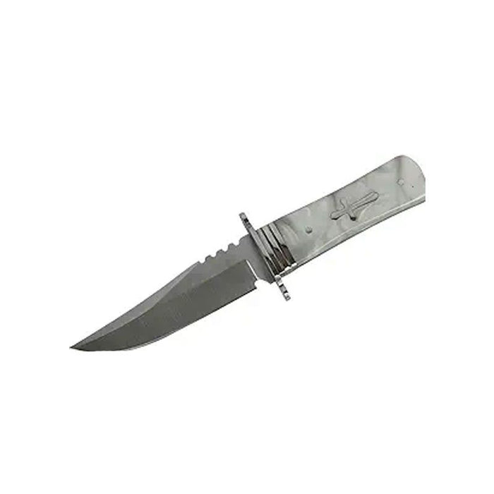 Defender-Xtreme | 8″ Grey Titanium Coated Ball Baring Folding Knife With Leather Sheath [14388]