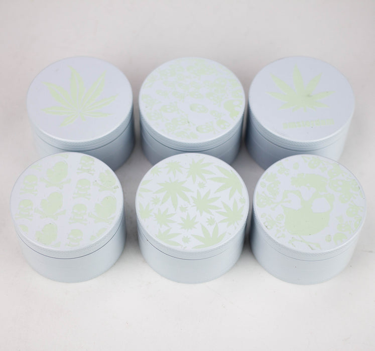 Glow In the Dark - 4 Part Grinder, 63MM Assorted Designs Box of 6 [PH6918-Stoner]