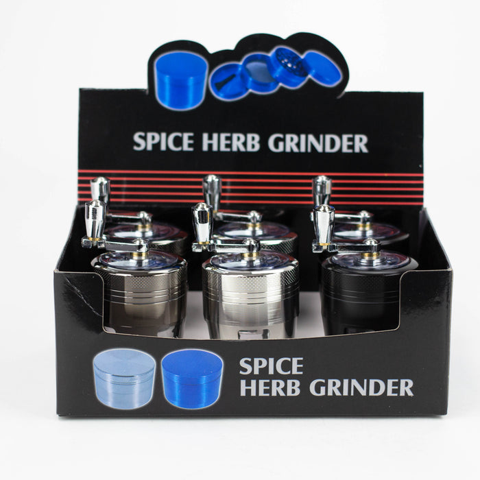 CNC Crank 4 parts herb grinder with handle Box of 6 [G1044]