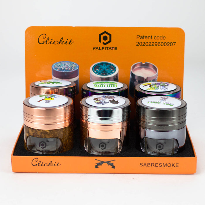 Glickit | 4 Part CNC Herb Grinder Cartoon Design RM Box of 6 [MG-066-19]