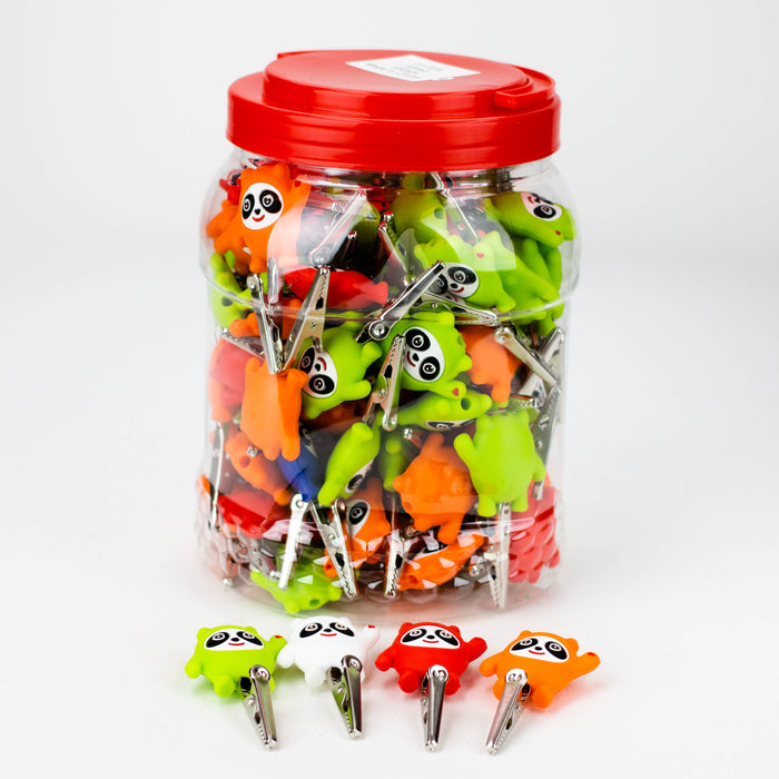 Silicone Panda Roach Clip Jar of 100 [71-03A-PA]