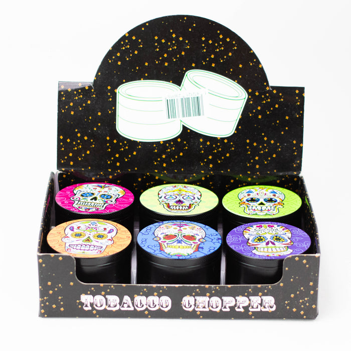 2.2" Sugar Skull Metal Grinder 4 Layers Box of 6 [GZ355]