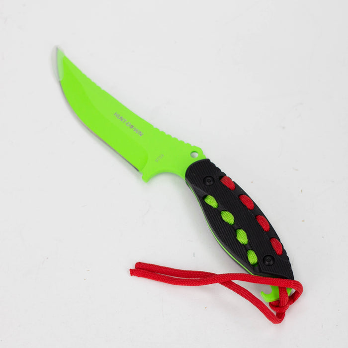 Hunt-Down | 8" Light Green Hunting Knife With Black Handle and Green Red paracord [9759]