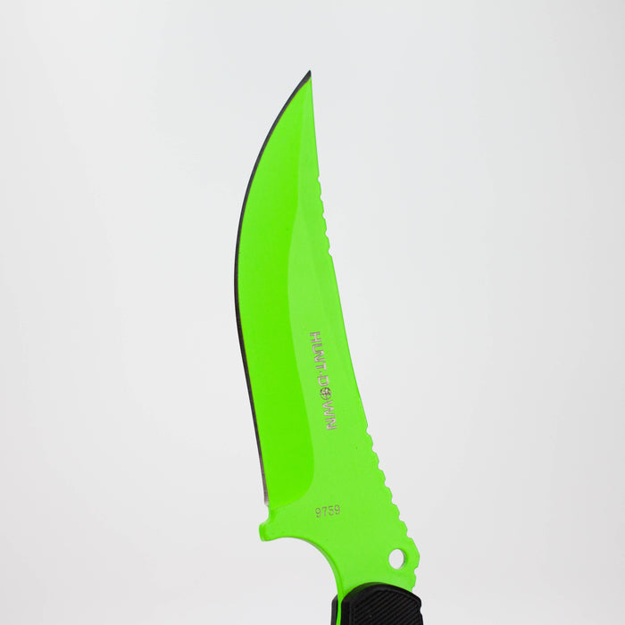 Hunt-Down | 8" Light Green Hunting Knife With Black Handle and Green Red paracord [9759]