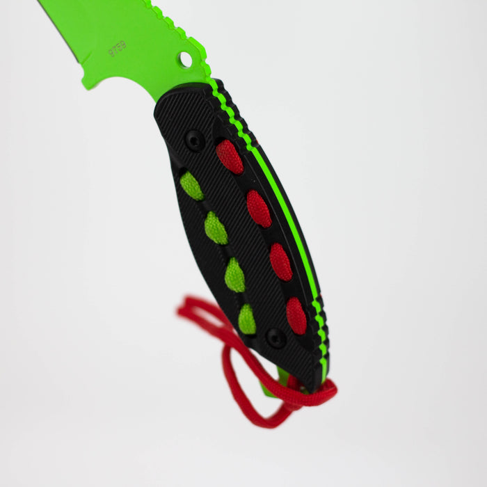 Hunt-Down | 8" Light Green Hunting Knife With Black Handle and Green Red paracord [9759]