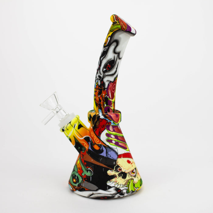 8" Silicone Bong With Assorted Graphics  [7050121B]