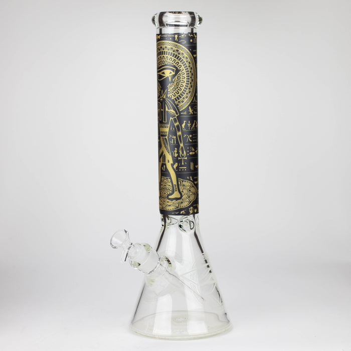 15.5" Egyptian Hieroglyph / 7 mm / Glow in the dark / Glass Bong  [LL034-YLW]