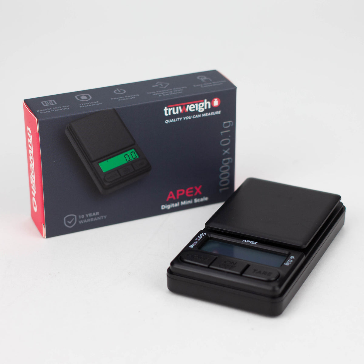 Truweigh APEX Digital Mini Scale - 1000g x 0.1g - Black Portable Scale