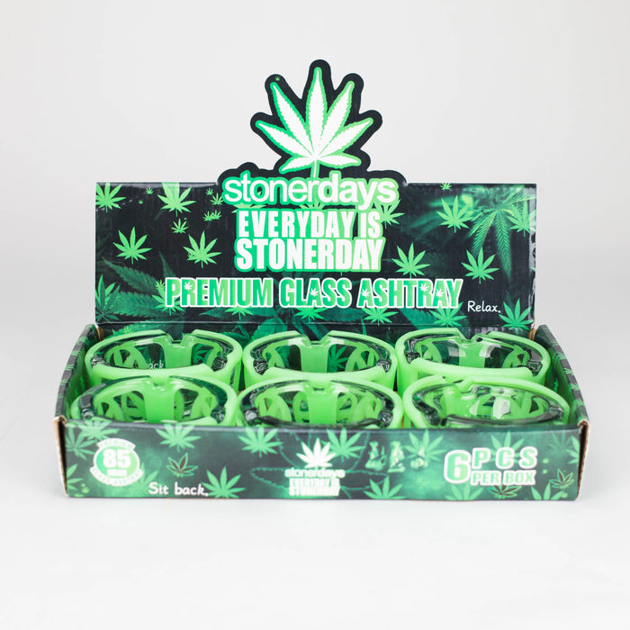 Grow in the dark premium glass ashtray Box of 6