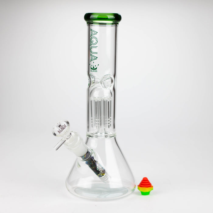 AQUA | 10.5" Single tree arm glass water bong with silicone cap [AQUA202]