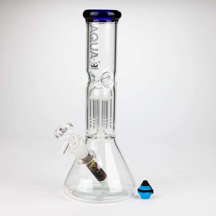 AQUA | 10.5" Single tree arm glass water bong with silicone cap [AQUA202]