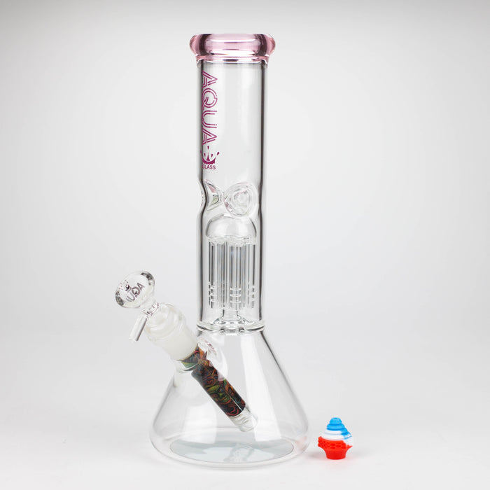 AQUA | 10.5" Single tree arm glass water bong with silicone cap [AQUA202]