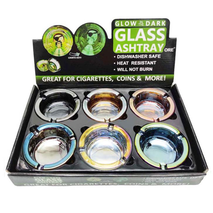 Electroplate Glass Ashtray box of 6