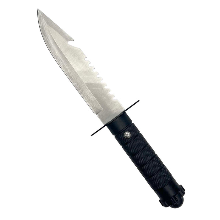 11" Tactical Fixed Blade Hunting Knife Leather Handle with Sheath