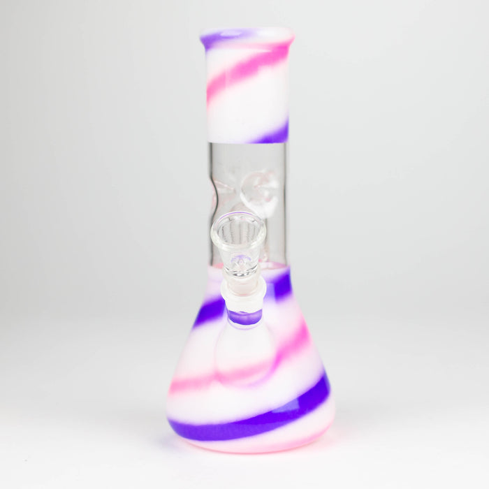 8" Blue n Mauve Strips Dome Percolator Bong