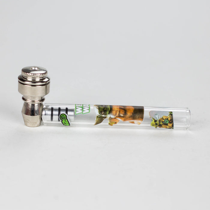 Aluminum and Glass pipe with Weed War design Box of 24 [YD127]