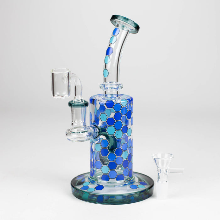 8" Color accented Rig With Banger and Bowl