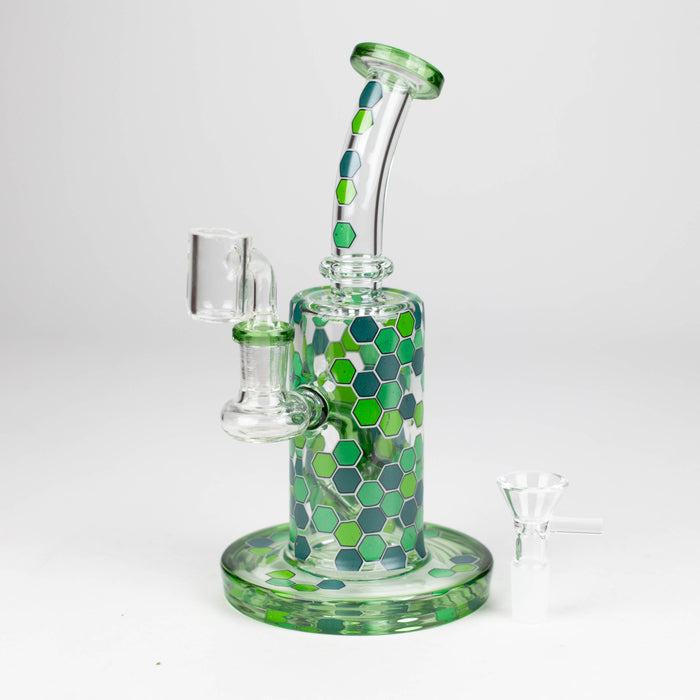 8" Color accented Rig With Banger and Bowl