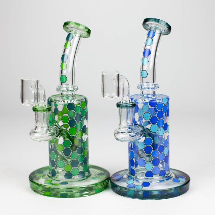 8" Color accented Rig With Banger and Bowl