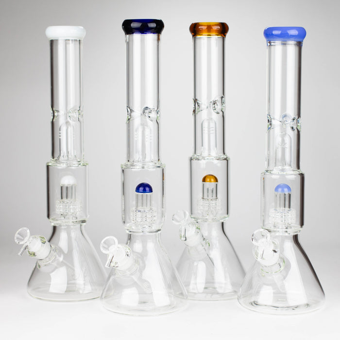 16" Color accented 7 mm glass water bong With Dffiuser