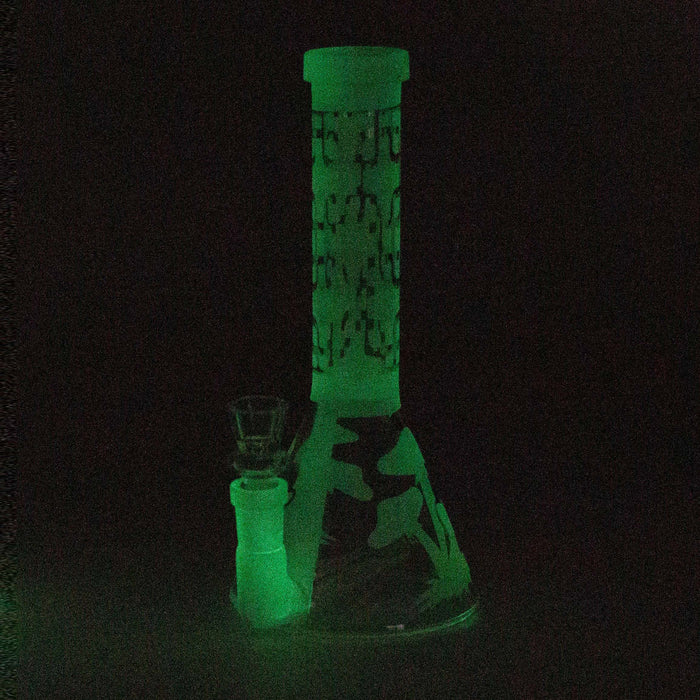 8" GLOW IN DARK BEAKER GLASS BONG