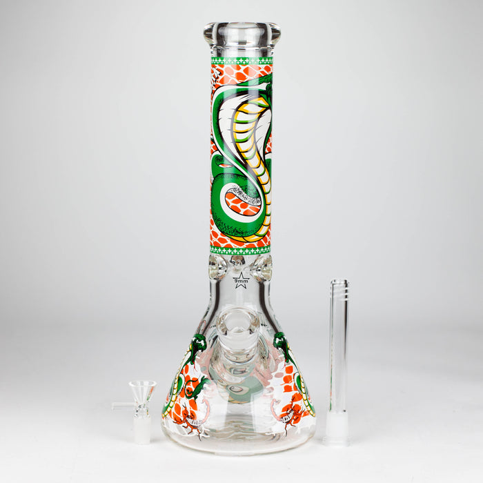 14" Cobra snake Glow 9mm glass bong [PIP868]