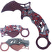 8" Karambit Knife Red Skulls Handle_0