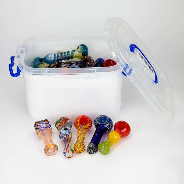 4” Assorted design Soft glass hand pipe Box of 30