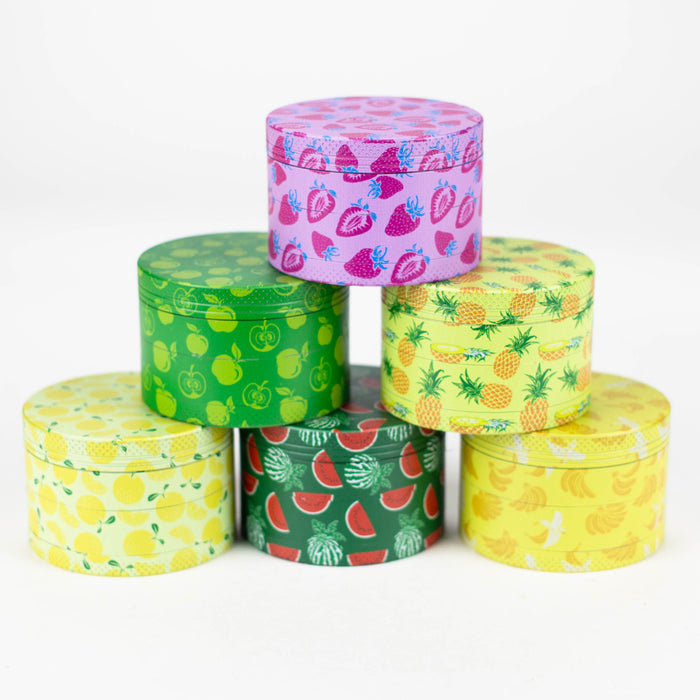 2.5" Metal Grinder 4 Layers with Fruit Design Box of 6 [GZ461]