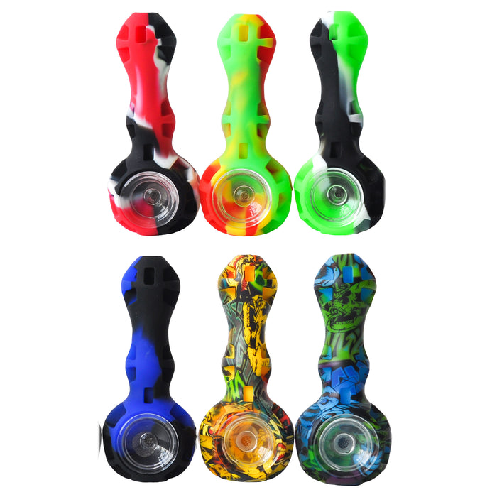 Ezygo | 4.5" Silicone hand pipe with glass bowl Jar of 12