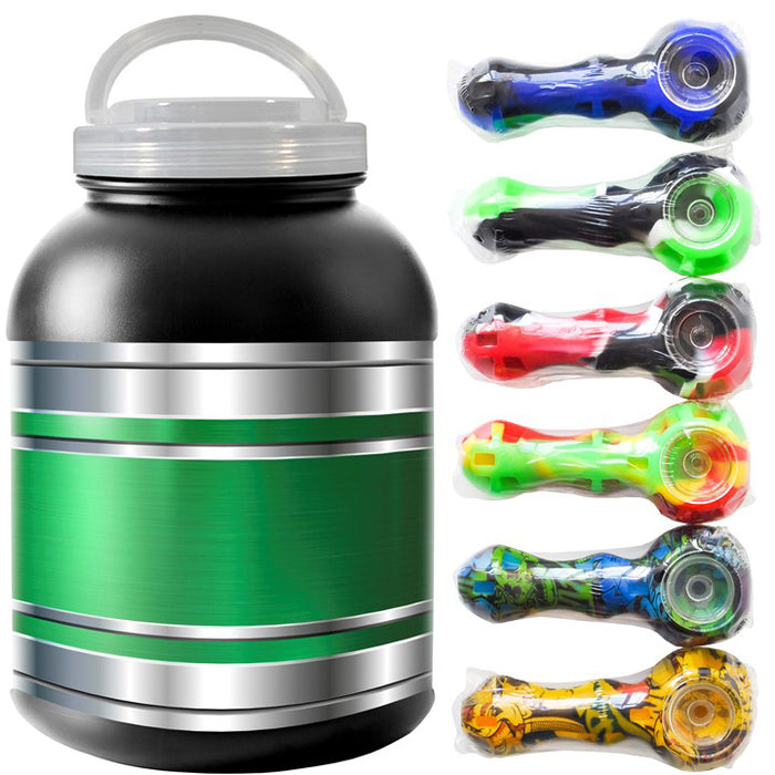 Ezygo | 4.5" Silicone hand pipe with glass bowl Jar of 12