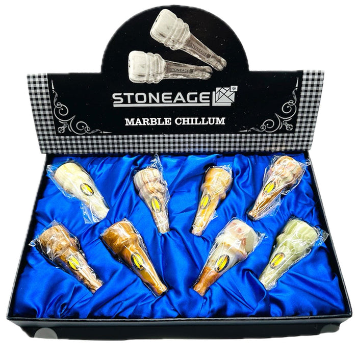 StoneAge | 3" Handmade Mini Tobacco Smoking Chillums, Includes Display Box - Pack of 8