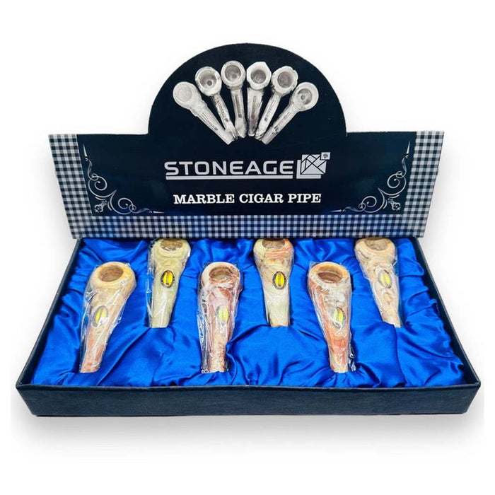 StoneAge | 4" Handmade Jumbo Tobacco Smoking Pipes, Includes Display Box - Pack of 6