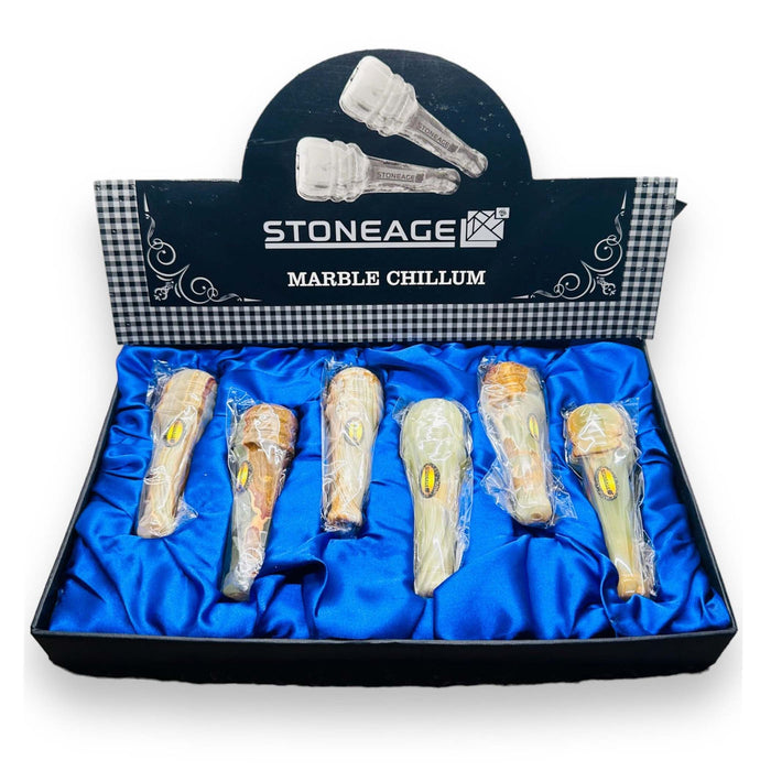 StoneAge | 4" Handmade Jumbo Tobacco Smoking Chillums, Includes Display Box - Pack of 6