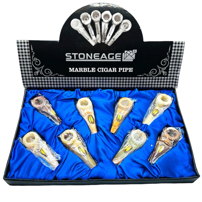 StoneAge | 3" Handmade Mini Tobacco Smoking Pipes, Includes Display Box - Pack of 8