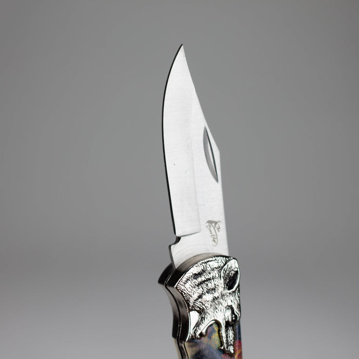 TheBoneEdge | 7" Wolf Design Pattern Handle Classic Folding Knife [14310]