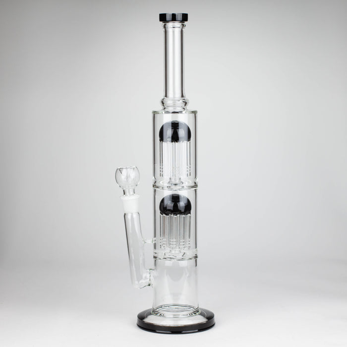 16" Color accented double percolator glass bong