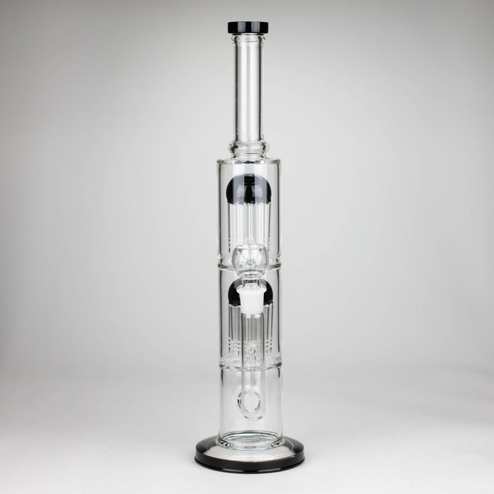 16" Color accented double percolator glass bong