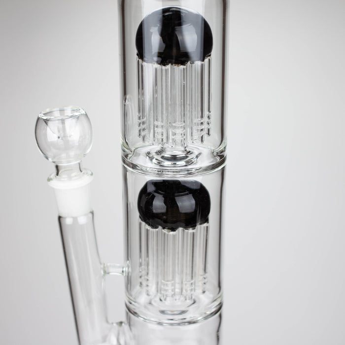 16" Color accented double percolator glass bong