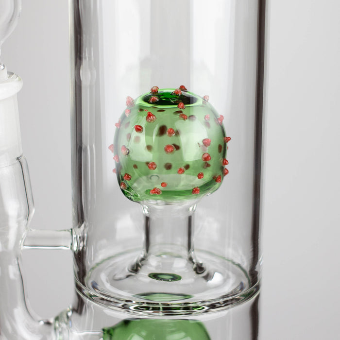 14" Color accented percolator glass bong with ball & Arm diffuser