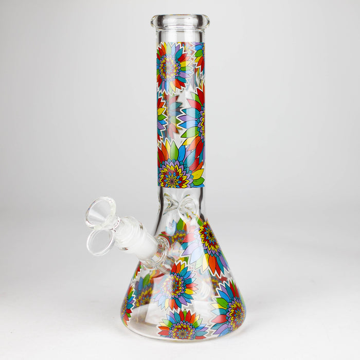 10" Glow in the dark Glass Bong With Flower Design