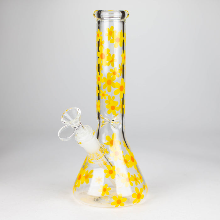 10" Flower Design Glass Bong