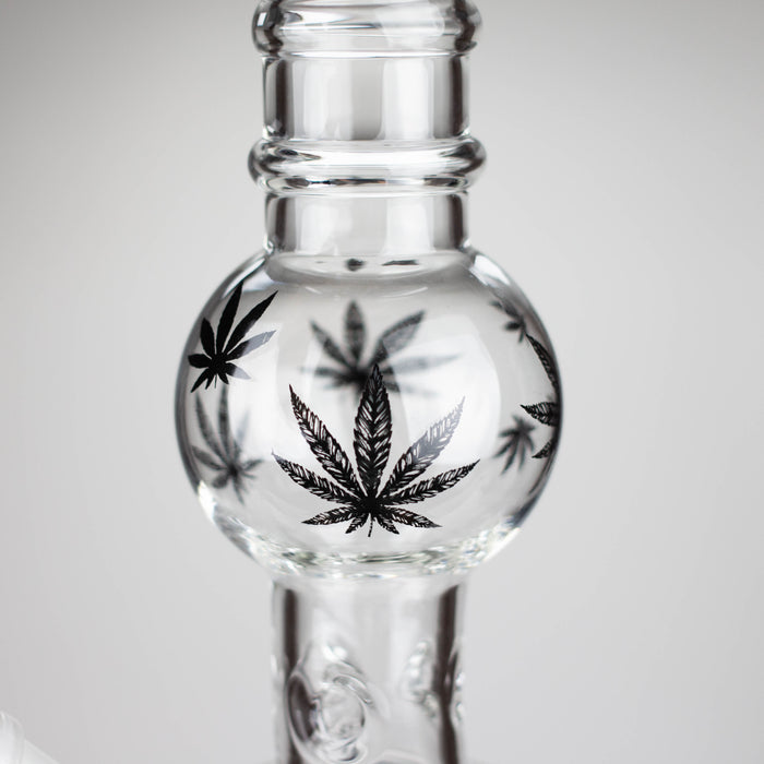 11" Rourd Shape Glass Bong With Leaf Design