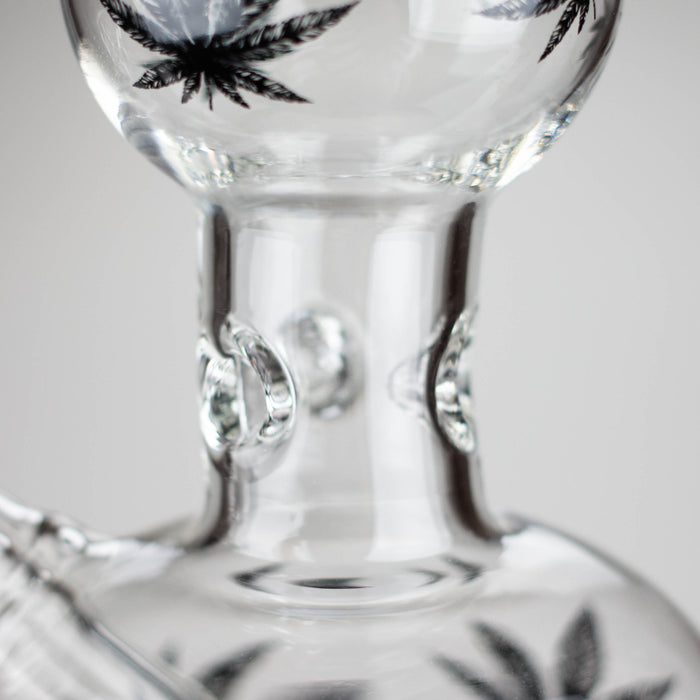 11" Rourd Shape Glass Bong With Leaf Design