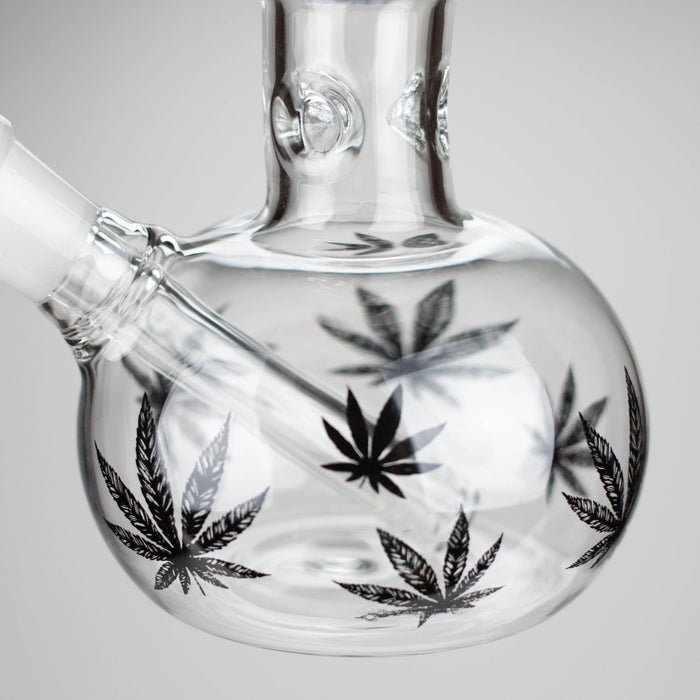 11" Rourd Shape Glass Bong With Leaf Design