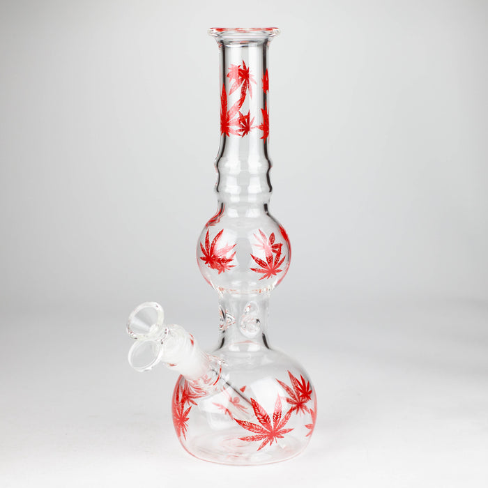 11" Rourd Shape Glass Bong With Leaf Design