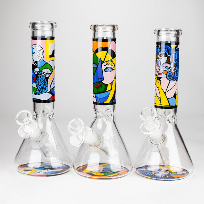 10" Glass Bong With Abstract Art Design