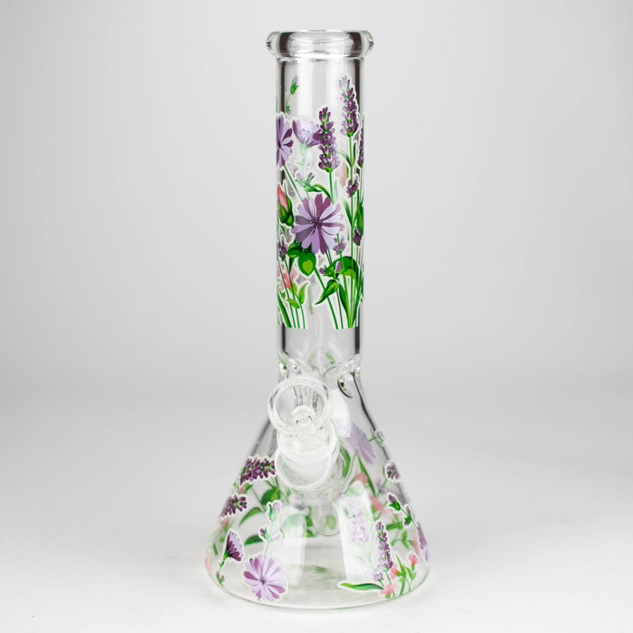 10" Glow in the dark Glass Bong With Flower Design