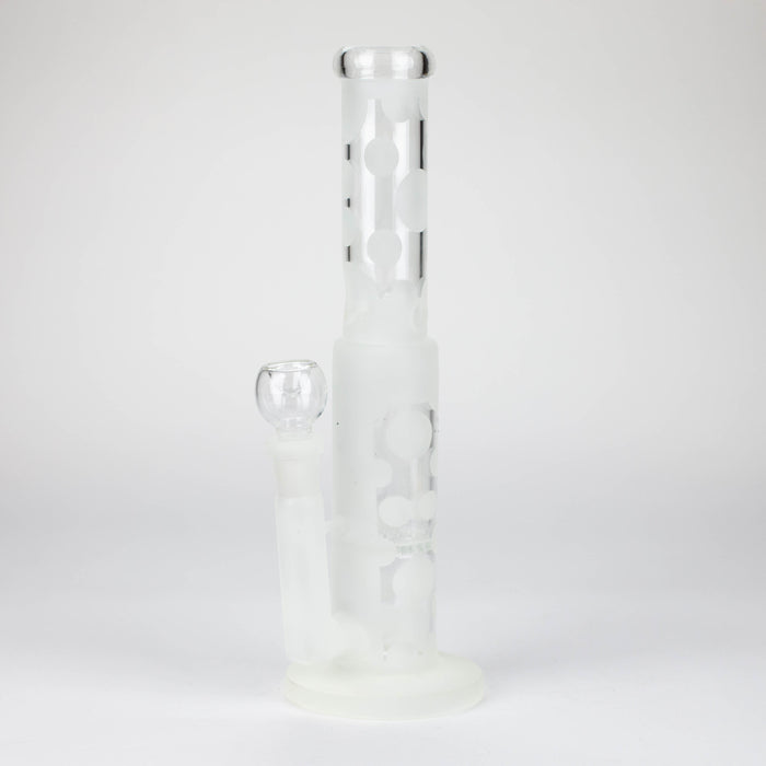 14" Glow in the dark straight tube glass bong with honey comb diffuser